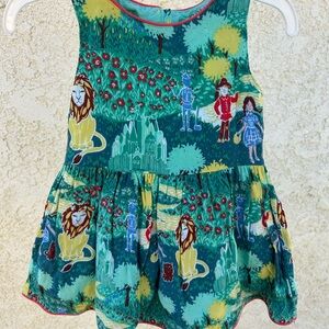 Green Illustrated Wizard of Oz Print Toddler Dress